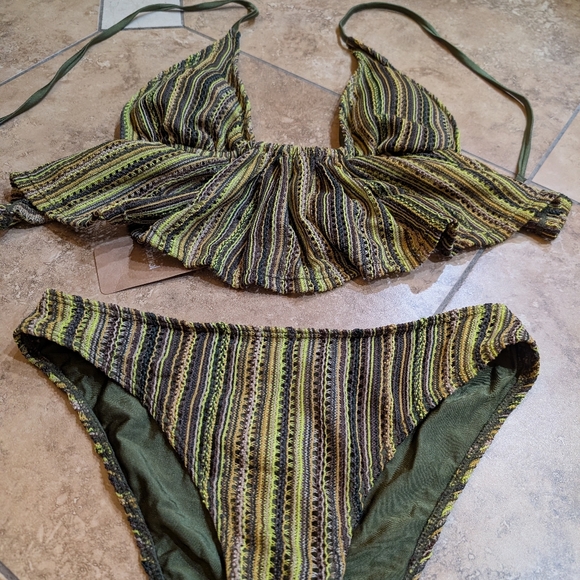 Samiol / NWT / Large / green textured Tankini Set - Picture 2 of 3